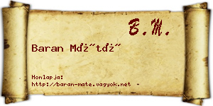 Baran Máté névjegykártya